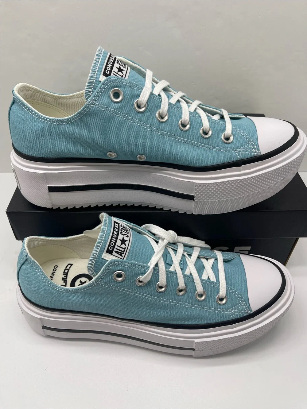 Converse WMNS CTAS LIFT DOUBLE STACK OX DEJA BLUE/BLACK/WHITE Platform Sneakers